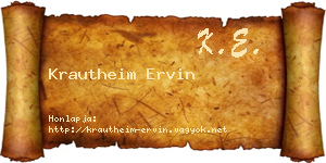 Krautheim Ervin névjegykártya